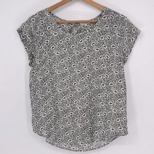 Anne Carson Floral Top Black & White Women’s Size Large